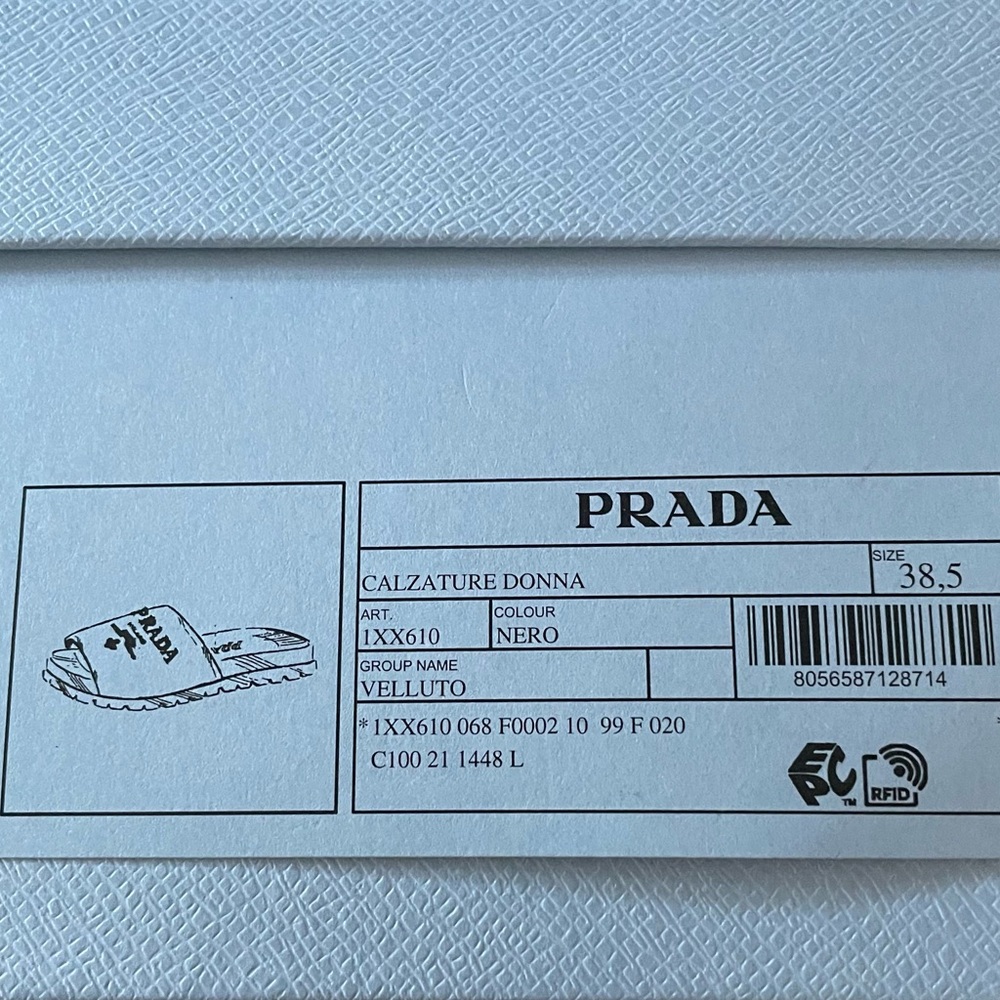 BNIB PRADA VELVET LUG SOLE SLIDES WOMENS 8.5 - Picture 5 of 7